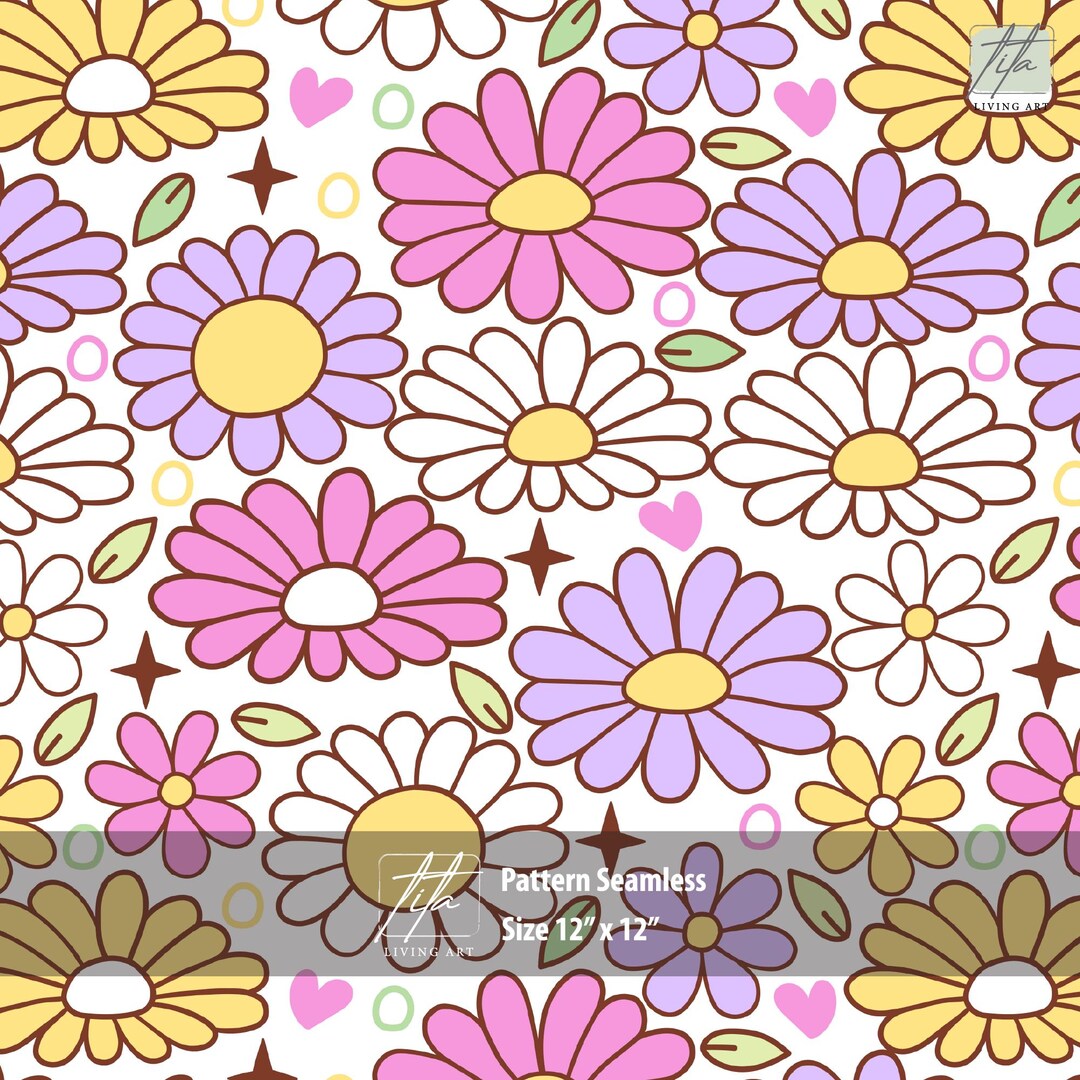 Pastel Daisy Seamless Pattern, Spring Floral Fabric (digital Download ...
