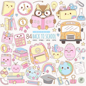 Retro School Clipart, Back to school SVG Bundle, Pastel School Clipart, Groovy Teacher PNG, Education Clipart, School Bus Clipart png svg