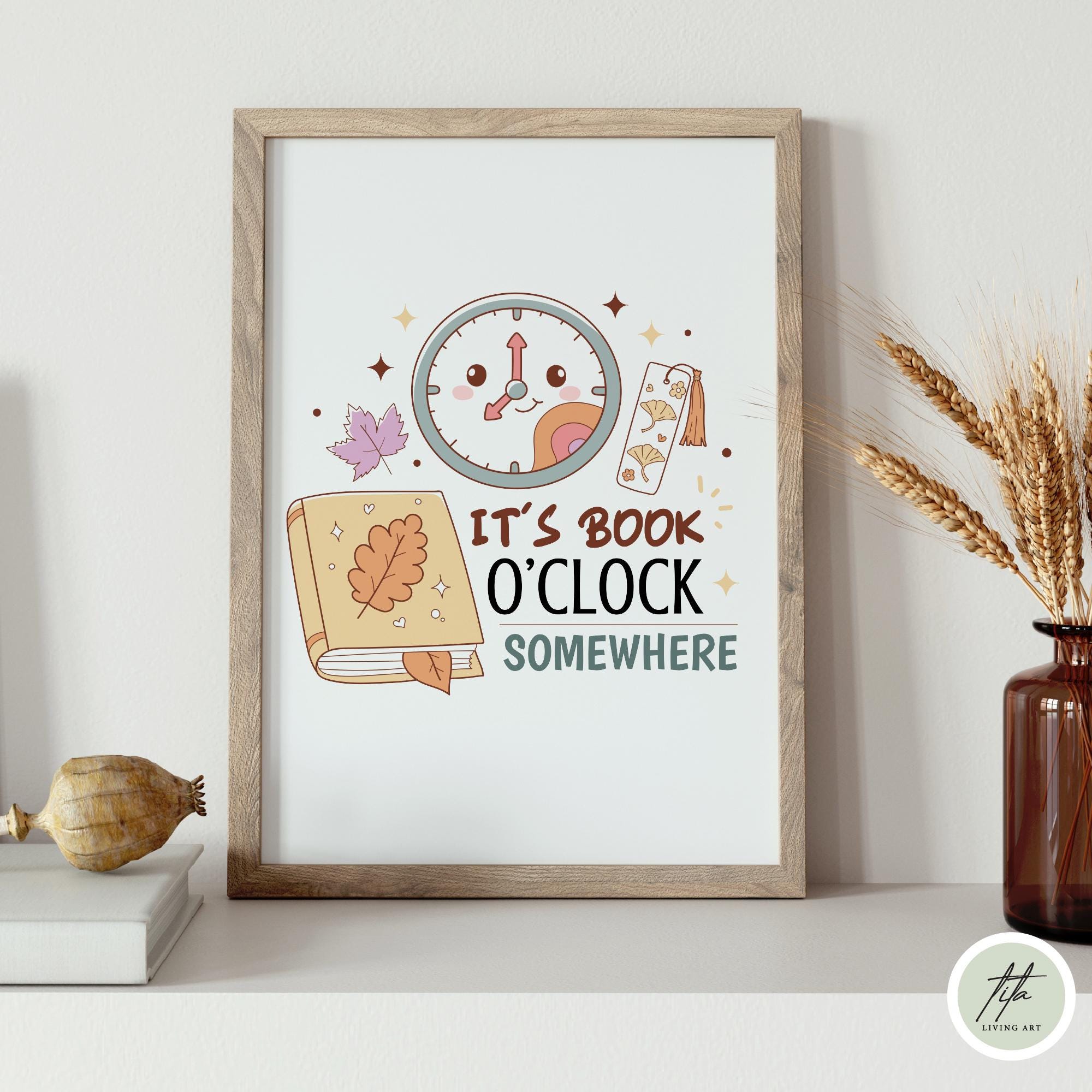 Book O'clock Clipart, Autumn Bookish PNG SVG (digital Download) - Etsy