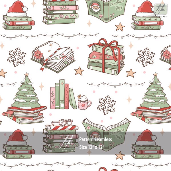 Weihnachtsbuch Liebhaber Muster: Feiertage Stoffdesign (12x12 Digitales Papier)