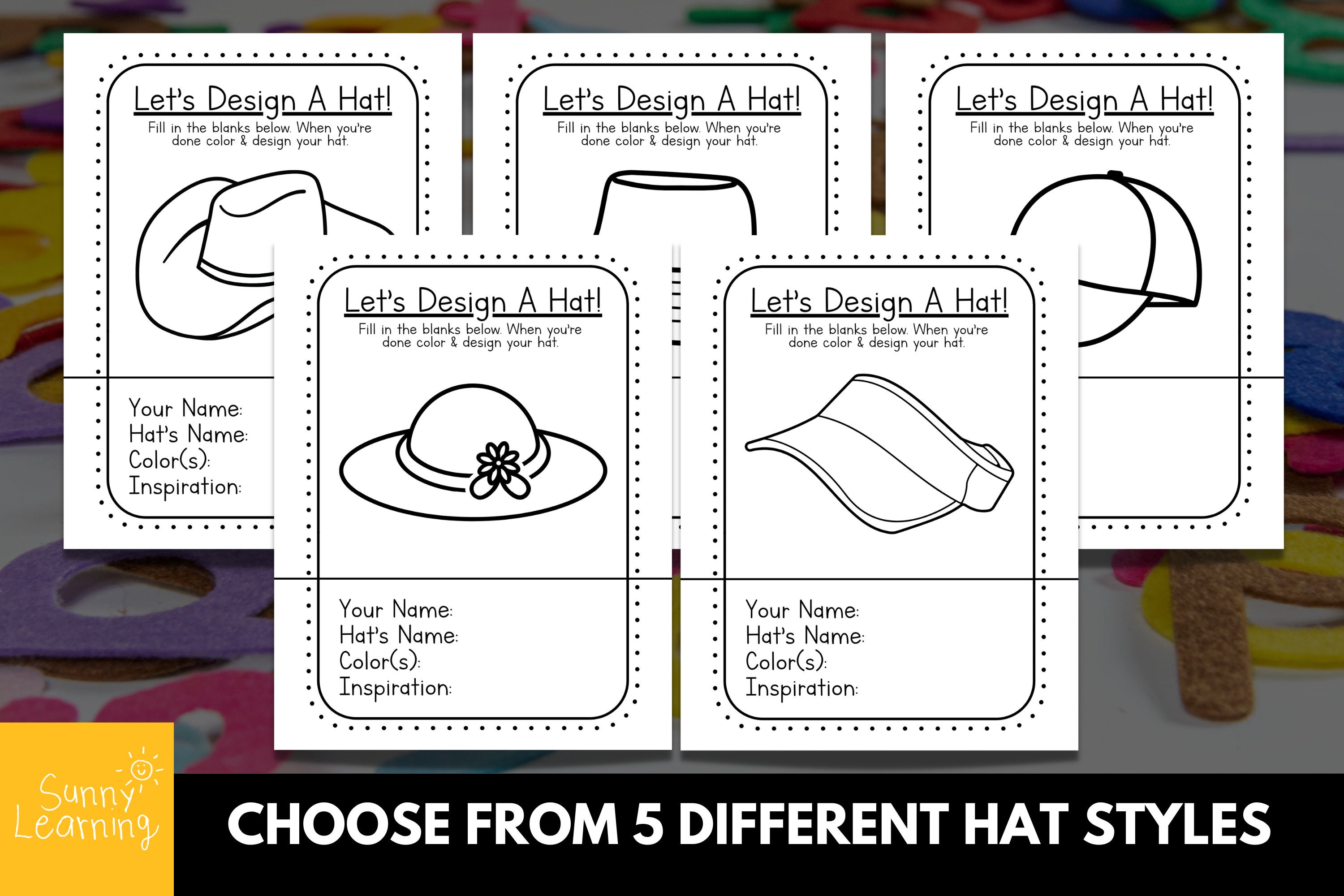 Daycare Printable, Preschool Hat Design Coloring Worksheets, Fall ...