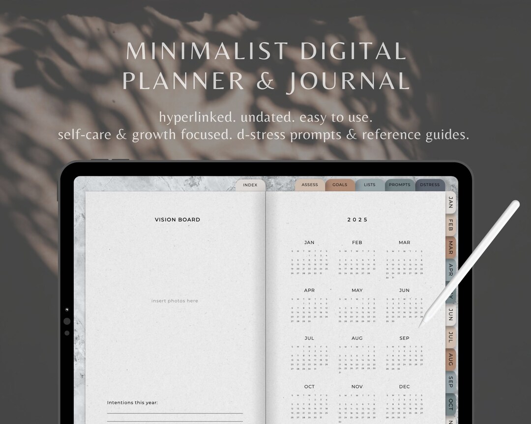2025 2026 Minimalist Digital Planner Journal Monthly, Weekly, and Daily ...