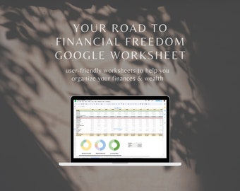 Financial Freedom Roadmap - google sheet template, financial planning and goals, budgeting, track cashflow, expenses, goals, investments