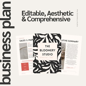 Startup Business Plan Template - Comprehensive, Editable, Aesthetic & Printable Business Plan