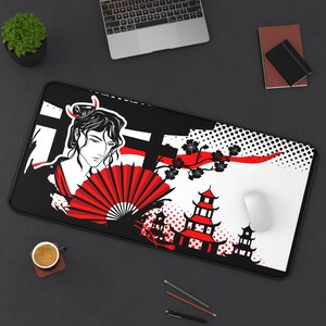 Geisha Under Torii Gate Mouse Pad | Japanese Art | Elegant & Stylish Desk Accessory | Perfect Gift | Non-Slip Base | Free Shipping