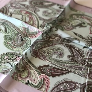 Silk Square Scarf - Hand Designed in Light Green Floral Pattern