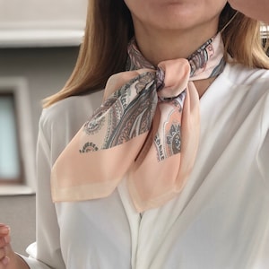 Silk Scarf - Hand Design in Salmon Pink Color