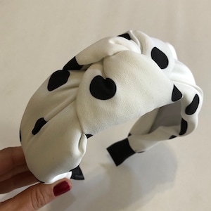 White Black Polka Dot Stylish Headband - Spotted Hairband, Women Padded Headband
