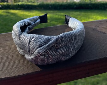 Silver Color Chic Headband - Knotted Hairband, Women Stylish Headband with Padded