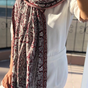 Cotton Rectangle Scarf Hand Designed in Ribbon Printed Ethnic Pattern image 2