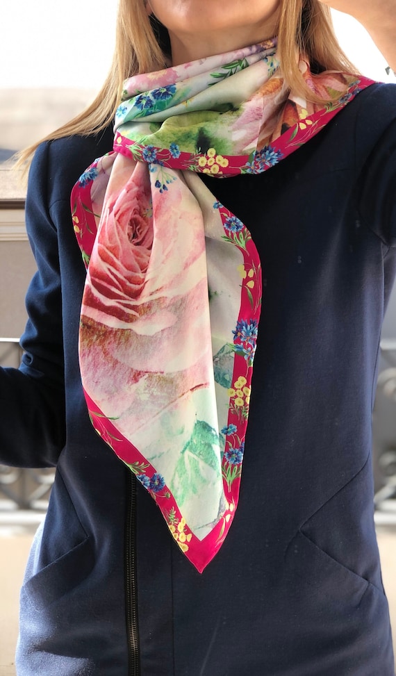 Floral Silk Square Scarf