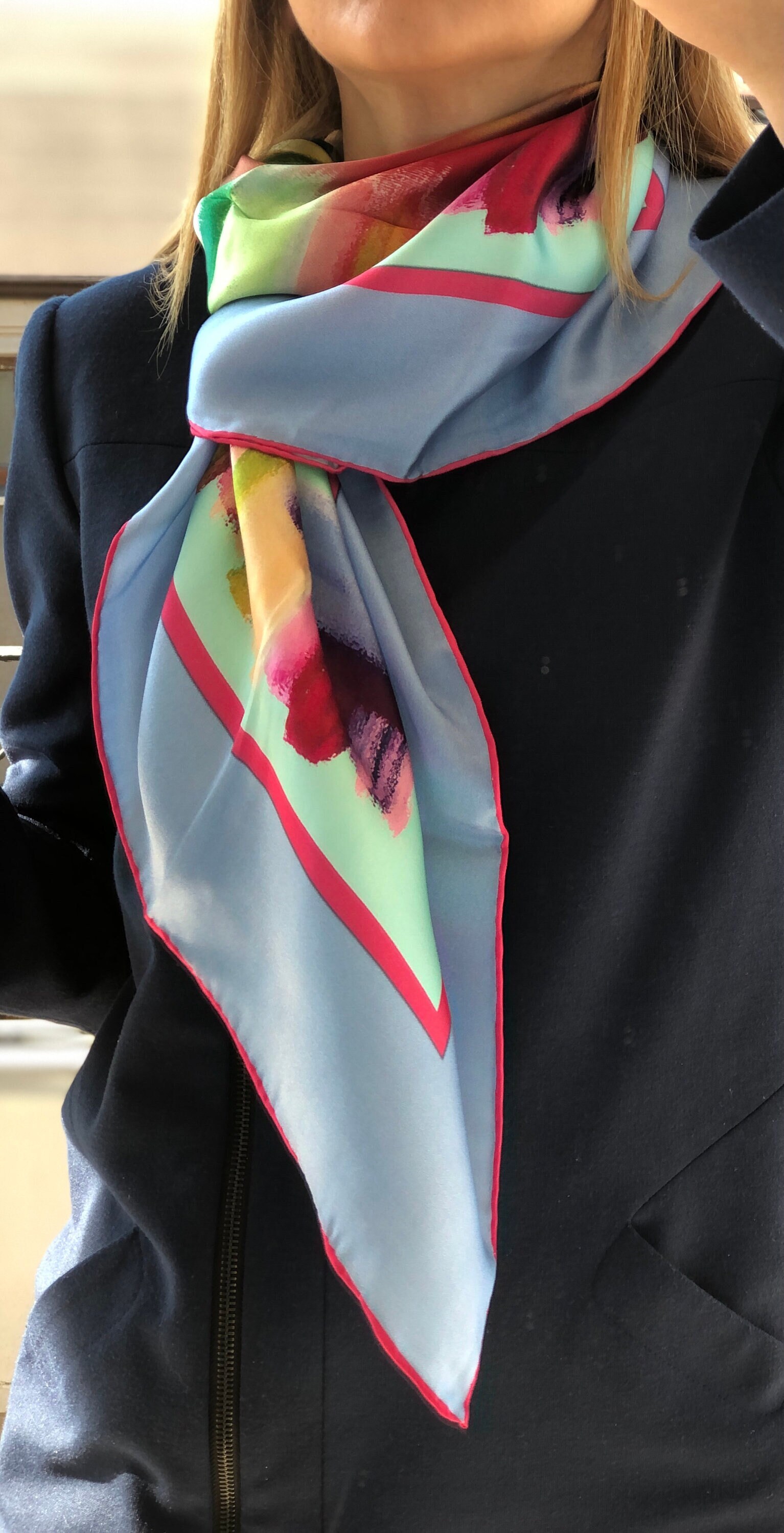 Silk Square Scarf - Hand Designed in Colorful Pattern - Etsy