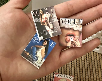 Miniature modern fashion magazines, DIY Printable PDF template for 1:6 scale, Instant Download