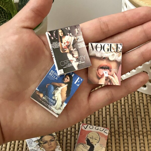 Miniature modern fashion magazines, DIY Printable PDF template for 1:6 scale, Instant Download