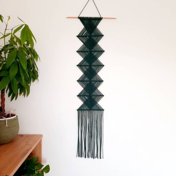 Suspension macramé de coton murale verte pour décoration ethnique