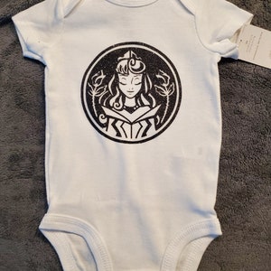 Princess Aurora/ sleeping beauty baby onesie