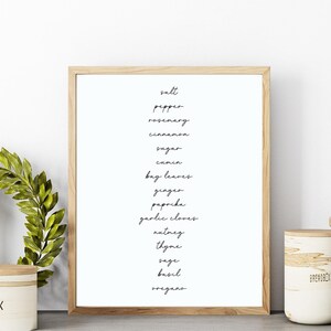Kitchen Spices Printable Art, Kitchen Wall Art, Instant Download, Printable Wall Art, Kitchen Decor, Farmhouse Decor, Spices, Digital Print