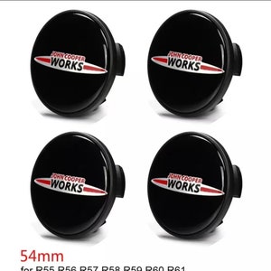 4x Hub Cover Logo Mini//-John-Cooper-Works//-JCW// Wheel Center 54mm