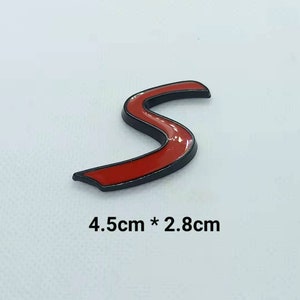 Logo S Emblem En Metal Noir Adhesif Mini Cooper S