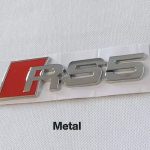 RS5 Logo Chrome Badge Emblem Sticker Rear Tailgate Metal