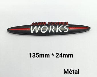 Mini-John-Cooper Works JCW-logo// Metalen kofferbakembleem 135 mm voor Clubman-S-one// Zwart