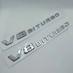 2 v8 Biturbo Mercedes Chrome Emblem logo