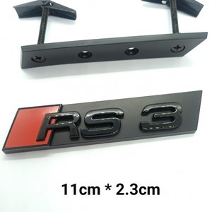 RS3 Emblem Logo Gloss Black Front Grille A3 S3 RS3 image 1