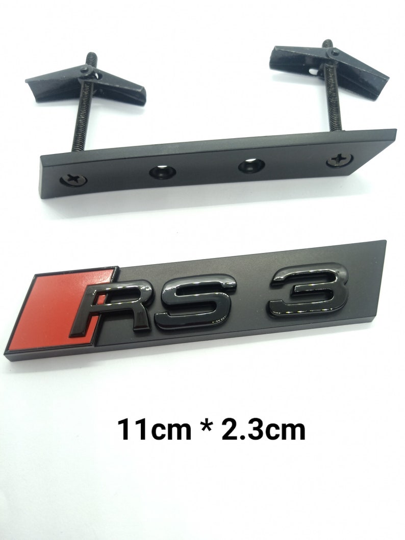 RS3 Emblem Logo Gloss Black Front Grille A3 S3 RS3 image 1