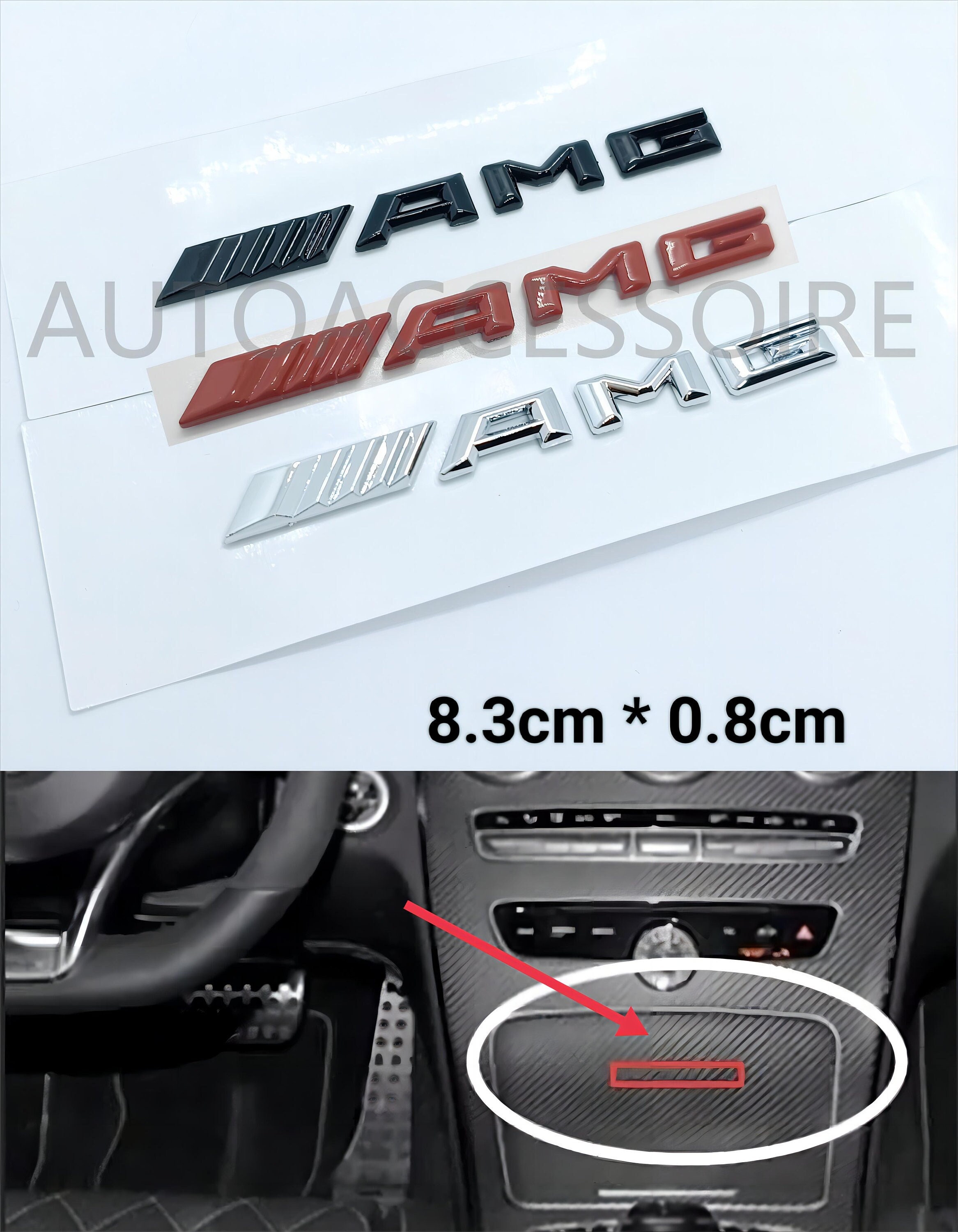 AMG Style Logo Sticker Lenkrad Badge Aufkleber Für Mercedes Benz Glanz  Silber