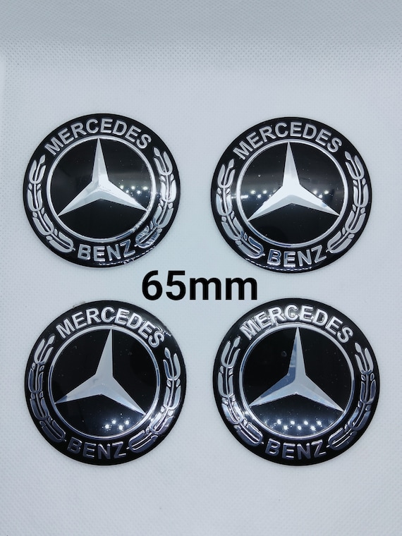 4 Adesivo nero Mozzo centrale ruota Coprimozzo Mercedes 65mm -  Italia