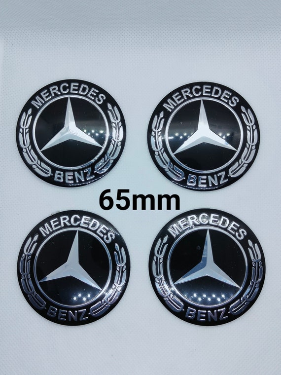 4 Sticker Noir Centre de Roue Moyeu Wheel cap Mercedes 65mm -  France