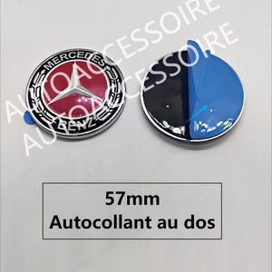 Emblema adhesivo rojo de 57 mm para capó plano de Mercedes
