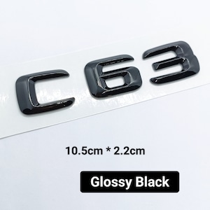 C63 Logo Glossy Black 3D Badge Logo Emblem