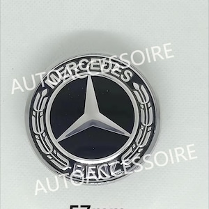 Logotipo AMG en el capó, negro, 57 mm, emblema para Clase C, Clase E, CLK y Clase S