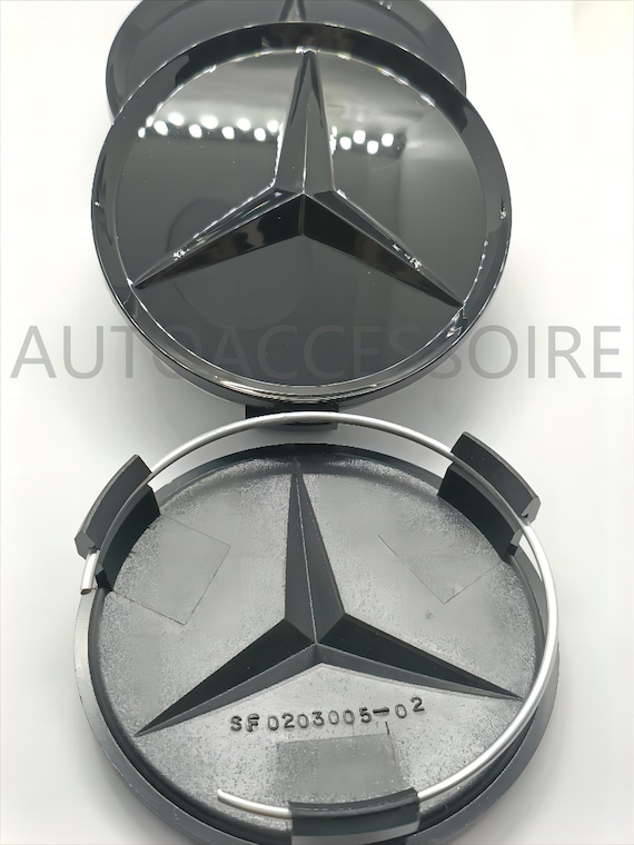 4x Cache Moyeu Mercedes Noir Brillant Centre Roue 75mm -  France