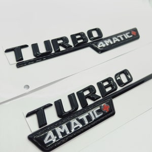 2 Logo Turbo 4Matic+ 140mm E-Class AMG GT Emblem Glossy Black