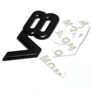 V8 3D Matte Black metal emblem logo
