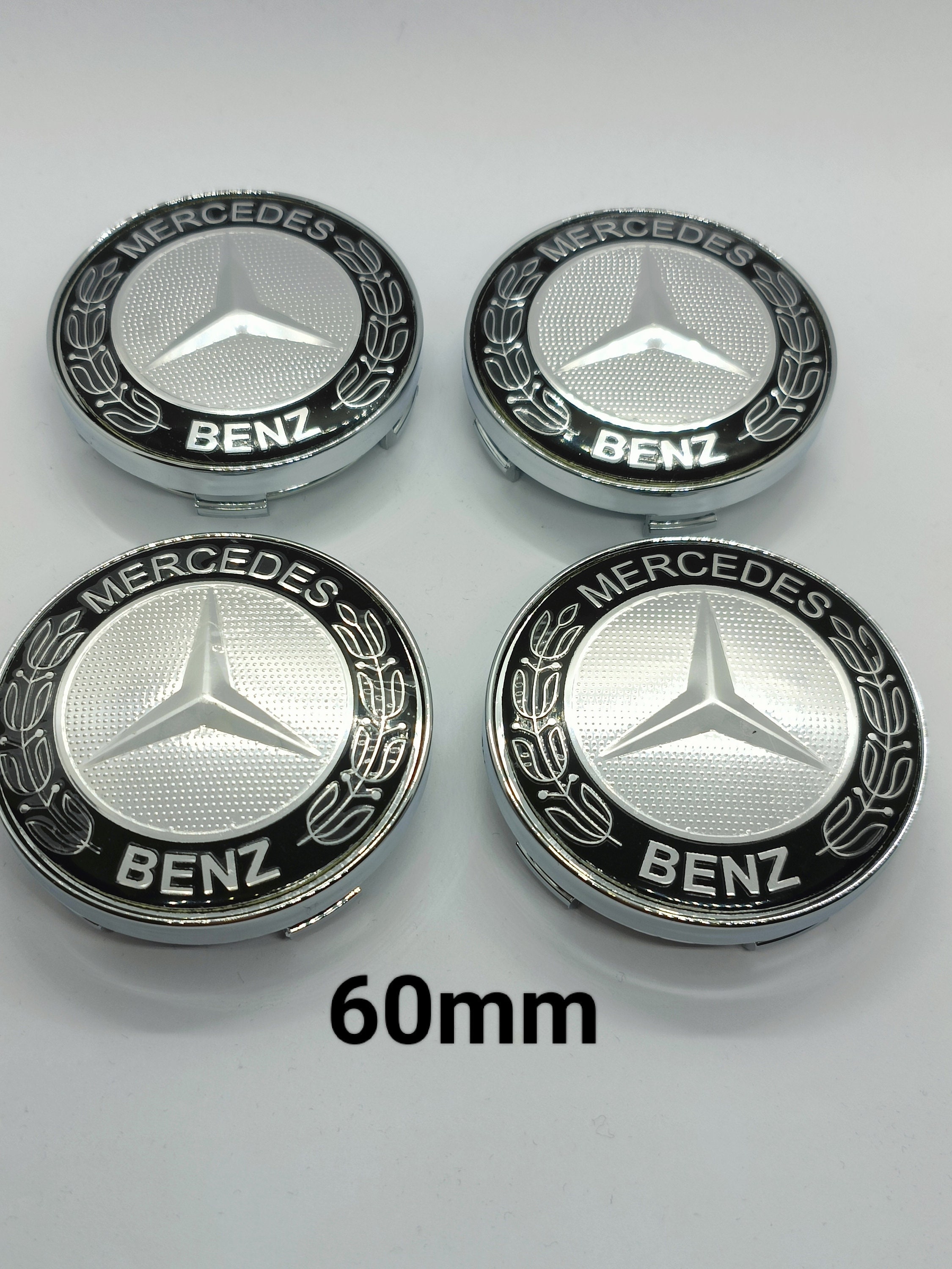 Lot de 4 Cache Moyeu Noir Brillant 75mm Pour Mercedes Logo Emblème Jante  Centre De Roue - Équipement auto