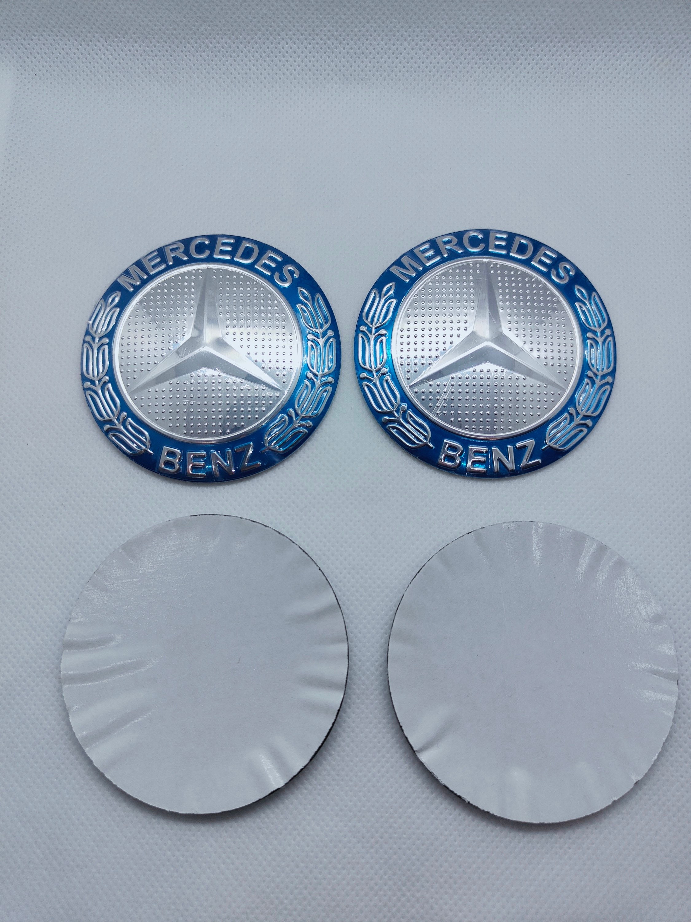 4 Sticker Bleu Centre de Roue Moyeu Wheel cap Mercedes 65mm 