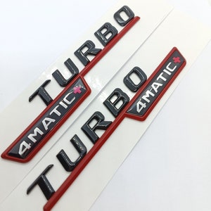 2 Turbo Logo 4Matic+ 140mm Mercedes E-Class AMG GT emblem Gloss Black Red