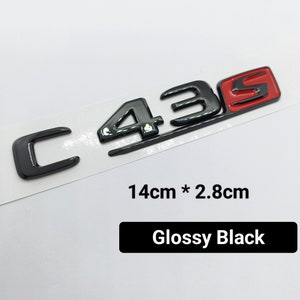 1 Logo C43s amg noir brillant Emblème Plat Autocollant Logo installe Coffre