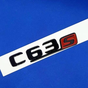 1 Glossy Black C63s AMG Logo Emblem Flat Sticker Logo Install Trunk