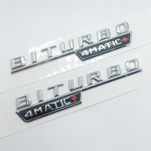 2 Logo BiTurbo 4Matic+ 140mm Mercedes E-Class AMG GT chrome emblem