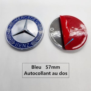 Logo Capot Plat Mercedes Bleu 57mm Autocollant Emblème
