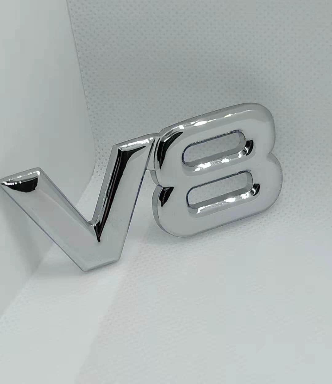 V8 3D Chrome Metal Emblem Logo -  Norway