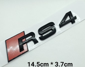 Logo RS4 Noir Brillant Badge Emblème   Autocollant Hayon Arrière