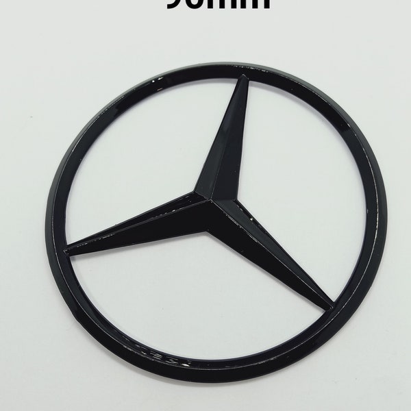 Logo Emblem Mercedes Star glossy black tailgate trunk 90mm