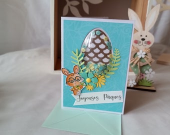 Carte Joyeuses Pâques, œufs à secouer, format 10,5x14,7 cm / / fête de Pâques 2024 / cadeau Pâques / joyeuses Pâques