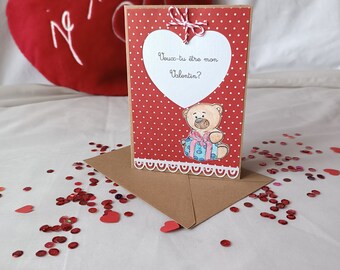 Carte Veux-tu être mon Valentin, format 10,5x14,7 cm / Carte de vœux Saint Valentin / Carte St Valentin / idée cadeau saint valentin