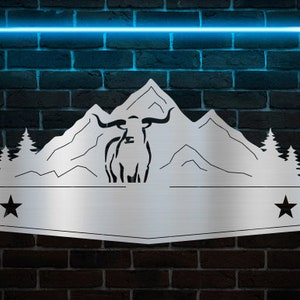 Bull Mountain scene/ Customizable SVG/DXF for plasma